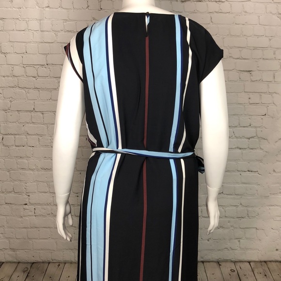 16W 24W Alfani Black & Blue Stripe Dress Plus Size - Picture 4 of 5